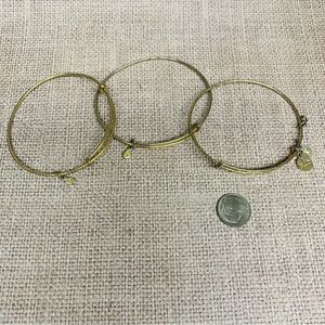 Alex and Ani Gold Textured and Smooth Bracelets Set of 3 No Charms‎
